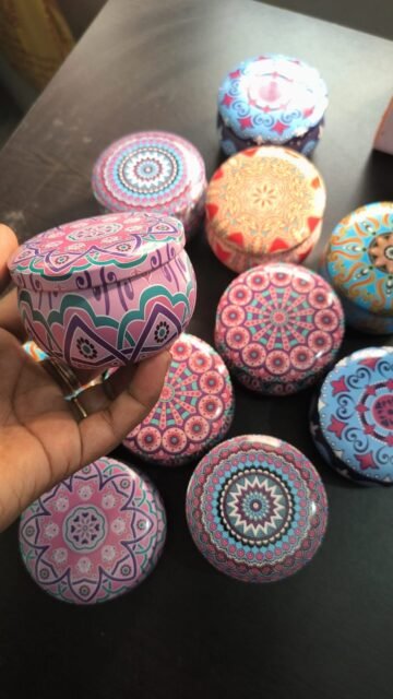 Round Tin Box - Mandala Design