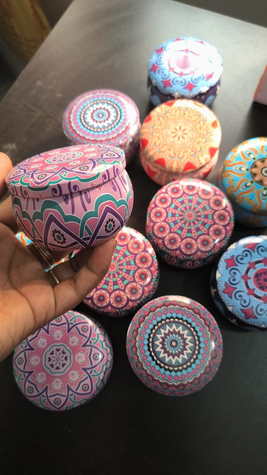 Round Tin Box - Mandala Design