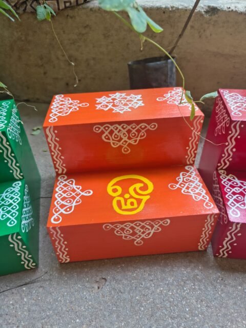 Handcrafted Golu Mini Steps (Orange Colour)