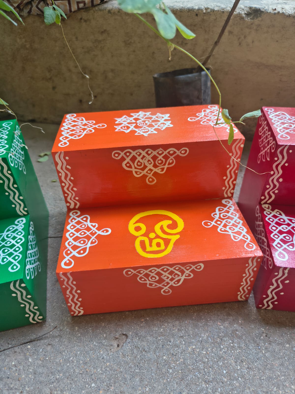 Handcrafted Golu Mini Steps (Orange Colour)