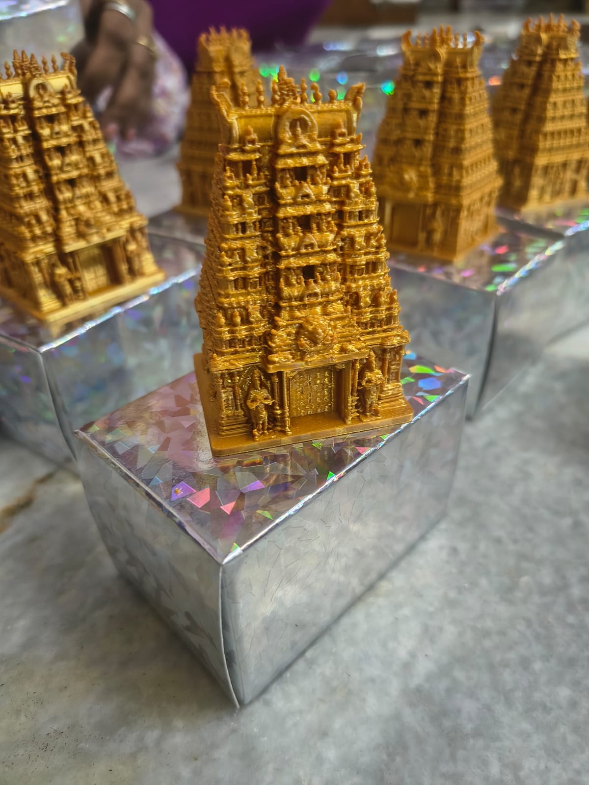 Premium Kumkum Holder Gold Temple Design